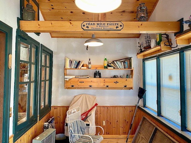 357 Glenmar Dr NE, Longville, MN 56655 - interior space with wainscoting and wooden walls