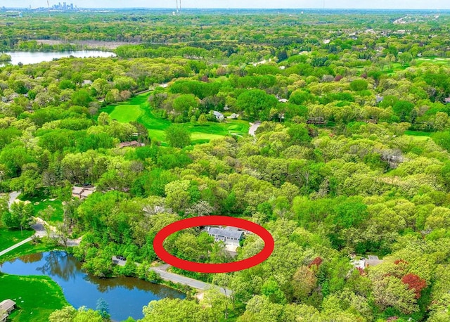 5 Shore Rd, North Oaks, MN 55127 - bird's eye view of a nearby body of water and a heavily wooded area