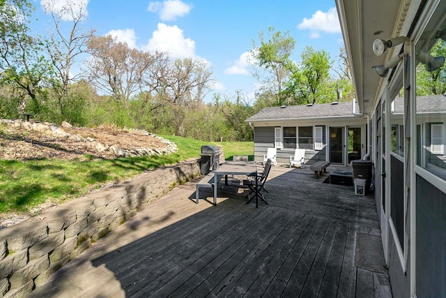 5 Shore Rd, North Oaks, MN 55127 - wooden terrace featuring outdoor dining space