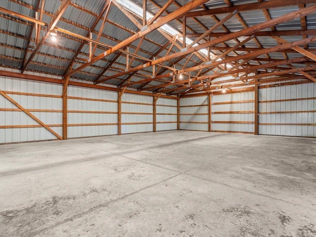 garage with metal wall