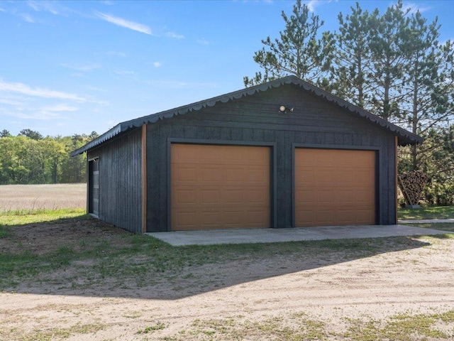 view of detached garage