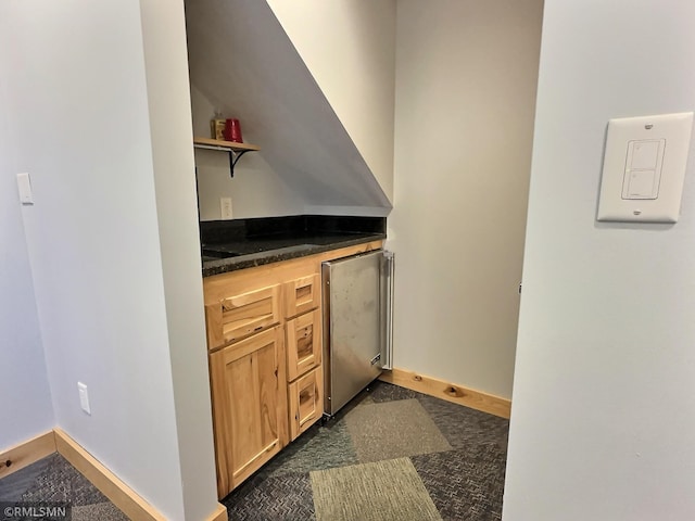 7861 Greer Ave NW, Maple Lake, MN 55358 - indoor dry bar featuring fridge and baseboards