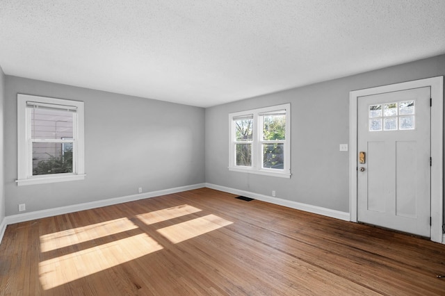 3806 Jackson St NE, Columbia Heights, MN 55421 - foyer entrance featuring a textured ceiling, healthy amount of natural light, baseboards, and wood finished floors