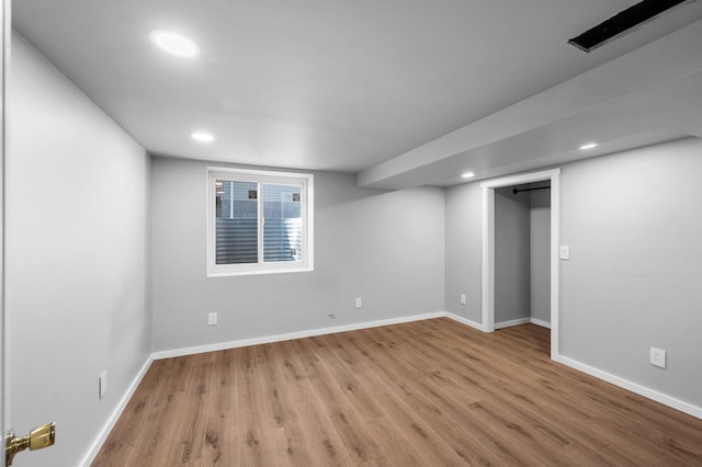 3806 Jackson St NE, Columbia Heights, MN 55421 - below grade area with wood finished floors, recessed lighting, and baseboards