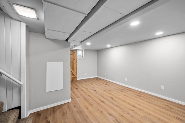 3806 Jackson St NE, Columbia Heights, MN 55421 - basement featuring baseboards, wood finished floors, and recessed lighting