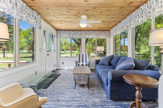 319 Meadow Ln, Benson, MN 56215 - sunroom featuring wooden ceiling, baseboards, and french doors