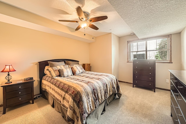 20620 Everton Way N, Forest Lake, MN 55025 - bedroom featuring light carpet, a textured ceiling, and ceiling fan