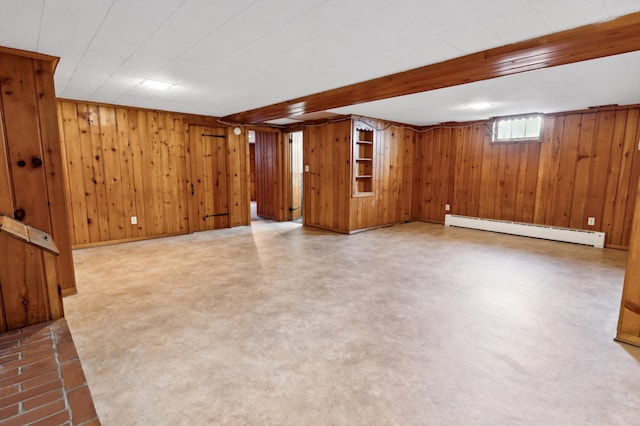 1331 8th Ave N, Saint Cloud, MN 56303 - below grade area with a baseboard heating unit and wood walls