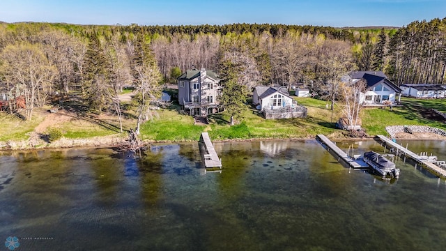 29972 293rd St, Little Elbow Twp, MN 56589 - aerial view of property and surrounding area featuring a nearby body of water and a heavily wooded area
