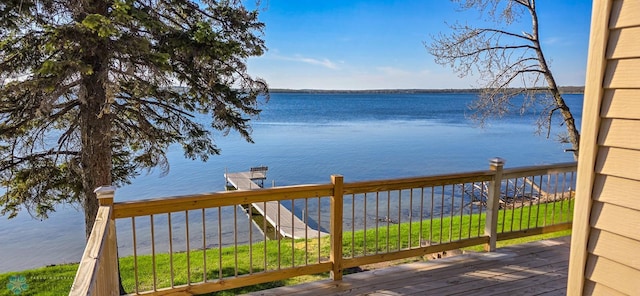 29972 293rd St, Little Elbow Twp, MN 56589 - wooden deck featuring a water view