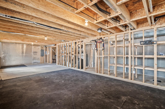 view of unfinished basement