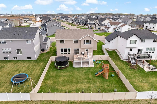 aerial view with a residential view