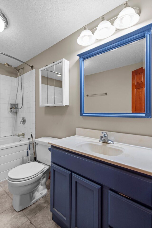 28008 Lake Diann Rd, Baldwin Twp, MN 55398 - full bath featuring vanity, shower / bath combination, a textured ceiling, and tile patterned flooring