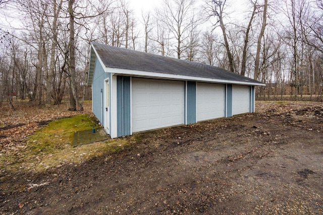 view of detached garage