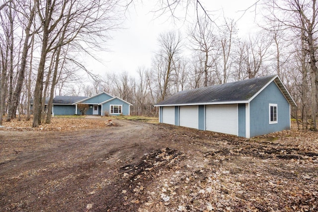 view of detached garage