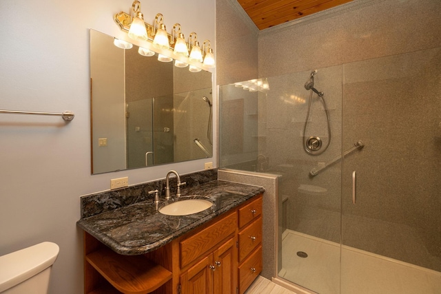 34126 County 115, Canton Twp, MN 55939 - full bath featuring toilet, a stall shower, and vanity