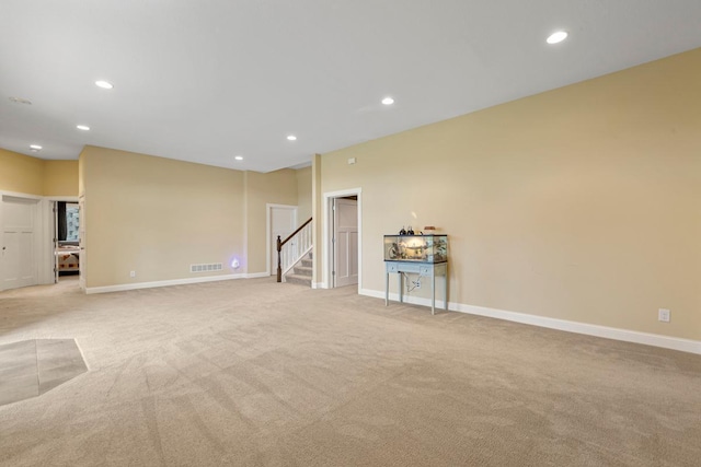 6570 Chester Ave, Webster Twp, MN 55057 - interior space featuring recessed lighting, light carpet, stairs, and visible vents