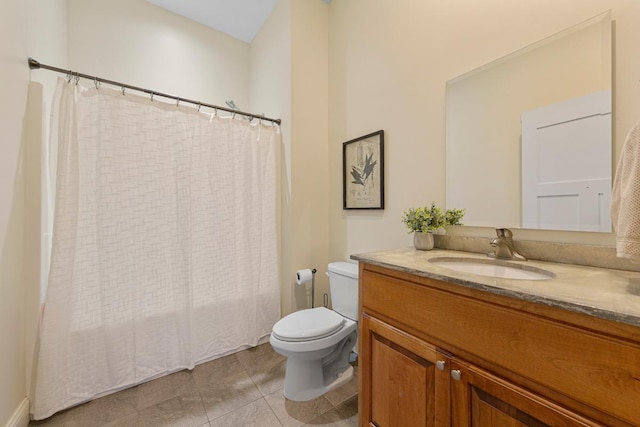 6570 Chester Ave, Webster Twp, MN 55057 - full bath with vanity, a shower with shower curtain, tile patterned flooring, and toilet