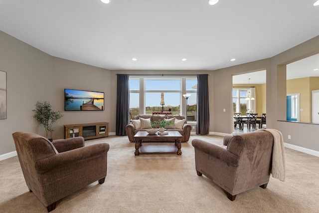 6570 Chester Ave, Webster Twp, MN 55057 - living room with baseboards, recessed lighting, and light carpet