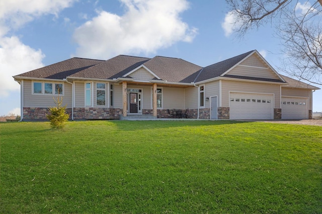 6570 Chester Ave, Webster Twp, MN 55057 - craftsman inspired home featuring stone siding, a garage, a front lawn, and driveway