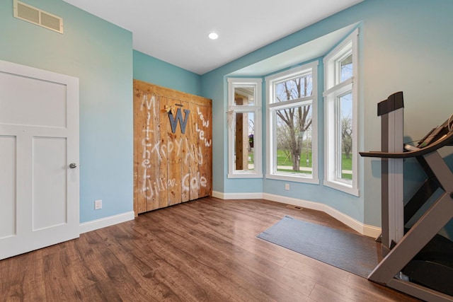 6570 Chester Ave, Webster Twp, MN 55057 - workout room with wood finished floors and recessed lighting