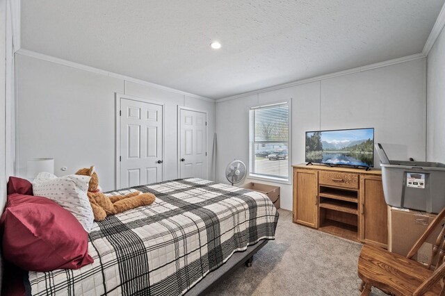 5702 Cabot Dr, Mounds View, MN 55112 - bedroom featuring a textured ceiling and ornamental molding