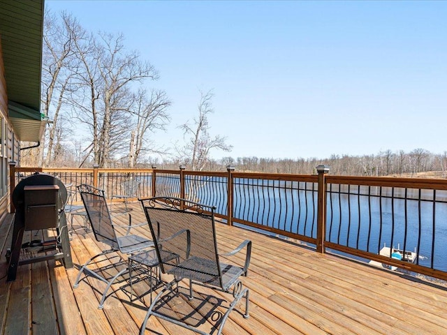 deck with a water view