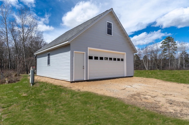 view of detached garage
