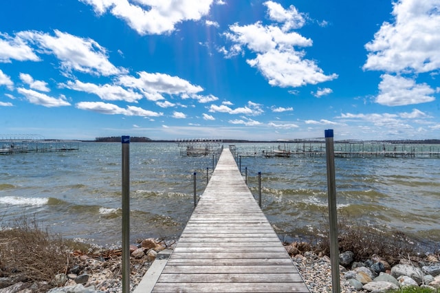 view of dock featuring a water view
