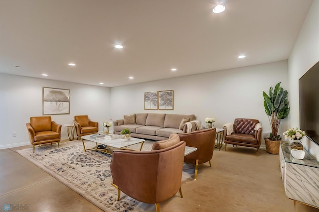 3463 Loberg Dr, West Fargo, ND 58078 - living area with recessed lighting, concrete flooring, and baseboards