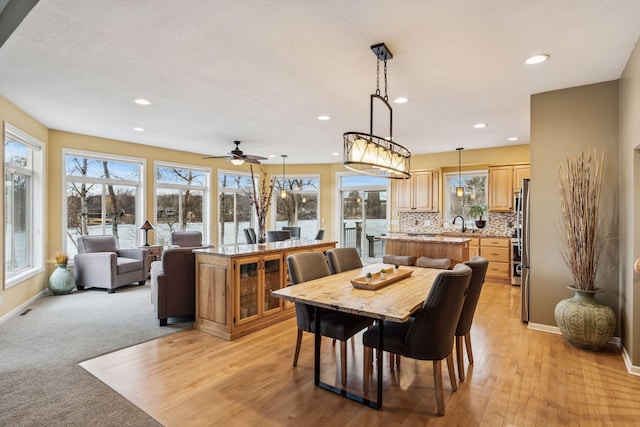 5320 132nd St W, Apple Valley, MN 55124 - dining room with recessed lighting, a ceiling fan, baseboards, and a healthy amount of sunlight