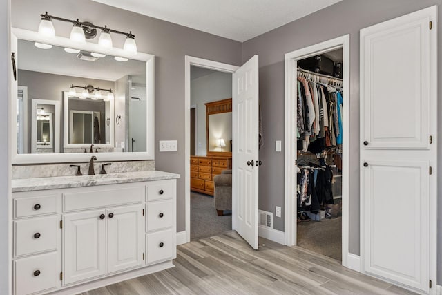 5320 132nd St W, Apple Valley, MN 55124 - bathroom with a spacious closet, wood finished floors, vanity, and baseboards