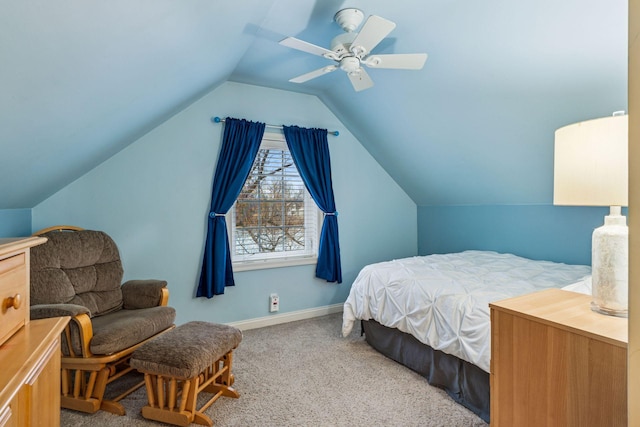 5320 132nd St W, Apple Valley, MN 55124 - bedroom featuring a ceiling fan, carpet flooring, lofted ceiling, and baseboards