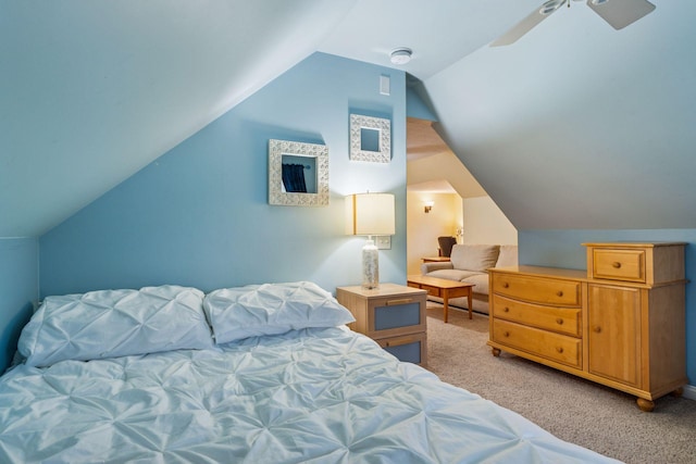 5320 132nd St W, Apple Valley, MN 55124 - bedroom with lofted ceiling, a ceiling fan, and light carpet