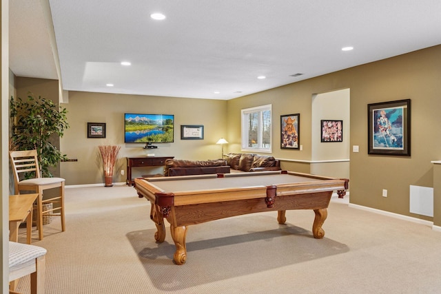 5320 132nd St W, Apple Valley, MN 55124 - playroom featuring pool table, recessed lighting, baseboards, and light carpet