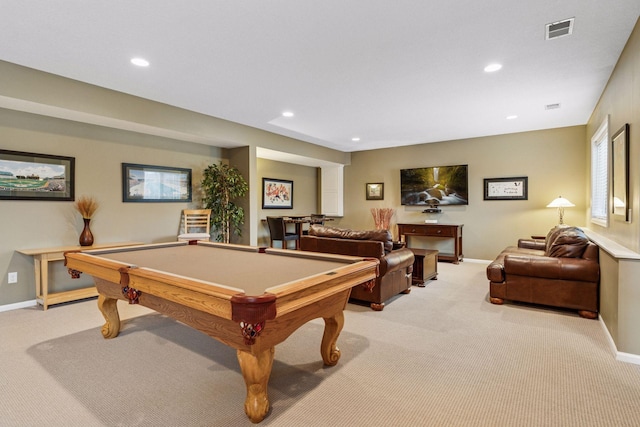 5320 132nd St W, Apple Valley, MN 55124 - recreation room featuring recessed lighting, visible vents, light carpet, and baseboards