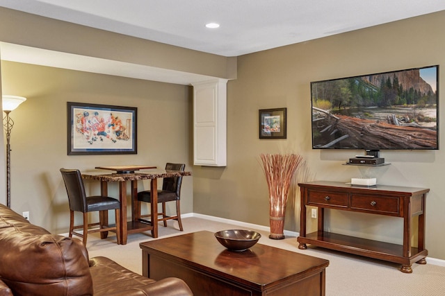 5320 132nd St W, Apple Valley, MN 55124 - carpeted living area with baseboards, recessed lighting, and ornate columns