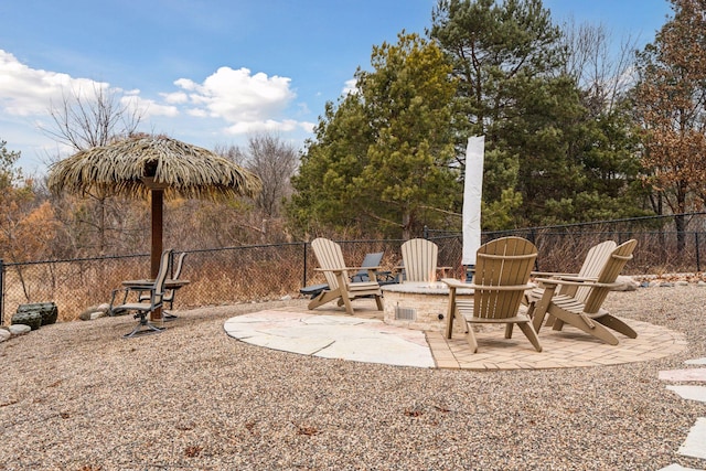 5320 132nd St W, Apple Valley, MN 55124 - view of patio / terrace with fence and an outdoor fire pit