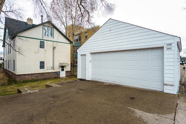 view of detached garage