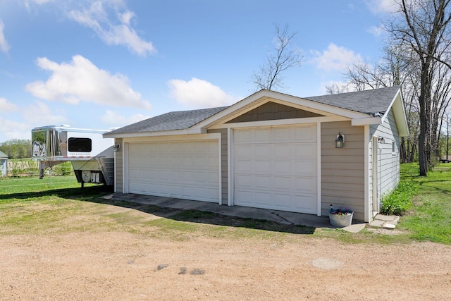 view of detached garage