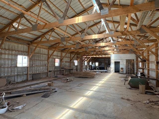 misc room featuring high vaulted ceiling