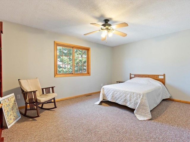 1587 Stallion Rd SW, Pillager, MN 56473 - carpeted bedroom with baseboards, a ceiling fan, and a textured ceiling