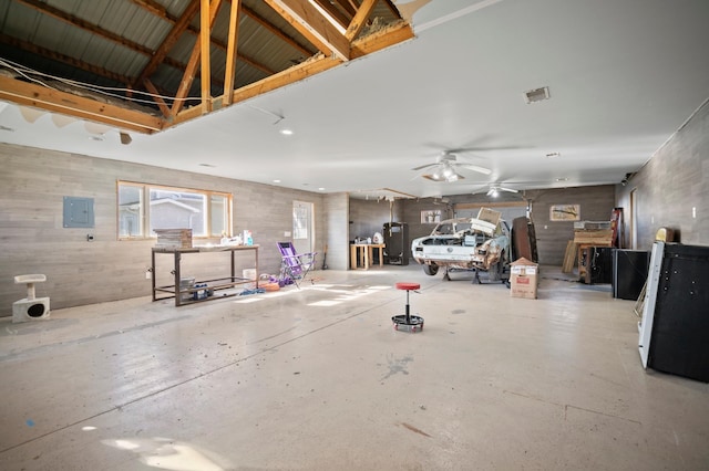 13150 345th Ave, Waseca, MN 56093 - interior space with electric panel, ceiling fan, and visible vents
