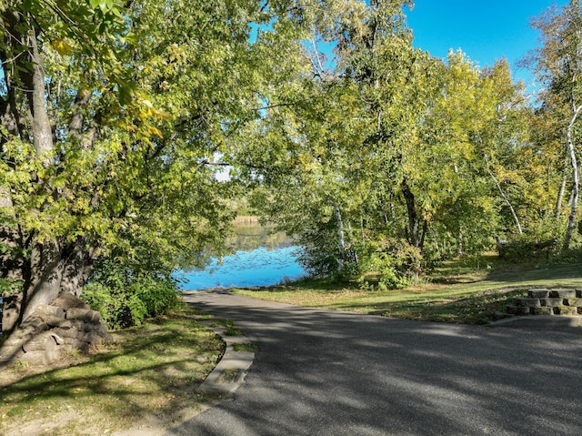 view of street featuring a water view