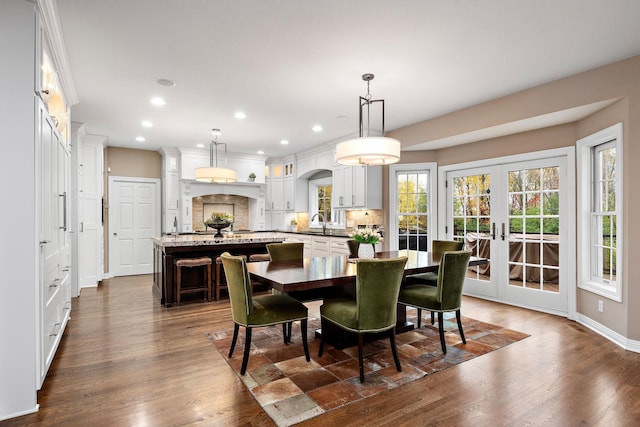 2012 Pine Ridge Dr W, Saint Paul, MN 55118 - dining room with recessed lighting, baseboards, dark wood-style floors, and french doors