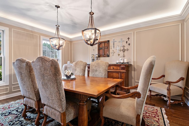 2012 Pine Ridge Dr W, Saint Paul, MN 55118 - dining space with a decorative wall, dark wood-type flooring, and a chandelier