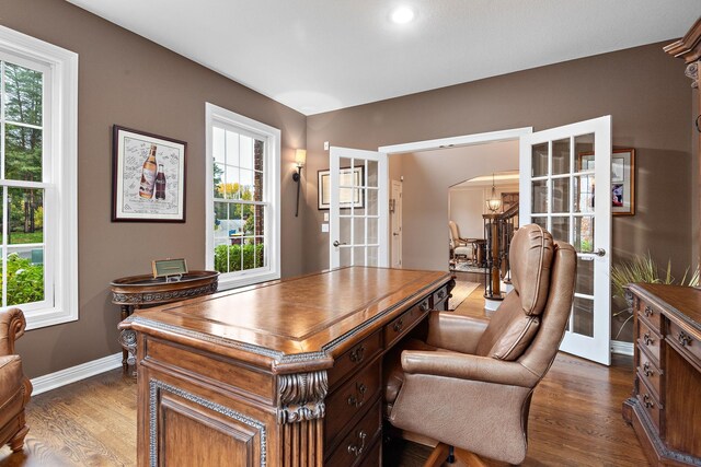 2012 Pine Ridge Dr W, Saint Paul, MN 55118 - office with dark wood-style flooring, baseboards, and an inviting chandelier