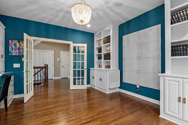 2012 Pine Ridge Dr W, Saint Paul, MN 55118 - foyer featuring baseboards, an inviting chandelier, dark wood-style floors, and french doors