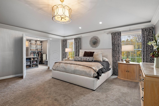 2012 Pine Ridge Dr W, Saint Paul, MN 55118 - bedroom featuring light colored carpet, ornamental molding, baseboards, and recessed lighting