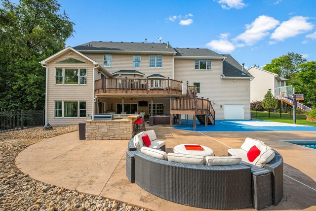 2012 Pine Ridge Dr W, Saint Paul, MN 55118 - rear view of property with outdoor lounge area, outdoor dry bar, a wooden deck, and stairway